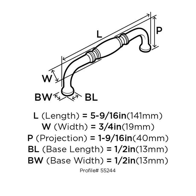 Granby Polished Chrome Traditional Cabinet Pull with Mounting Hardware