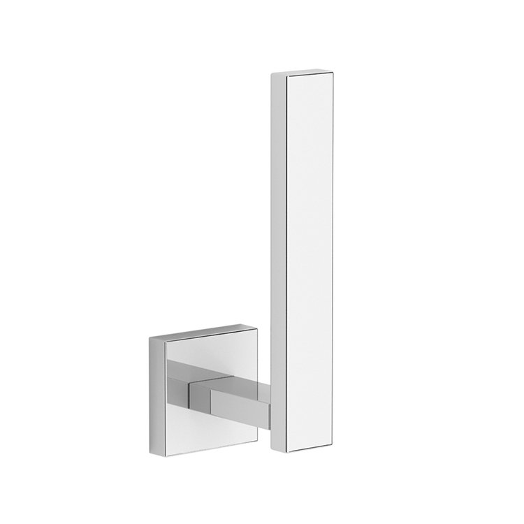 Chrome Vertical Brass Toilet Paper Holder with Square Mount
