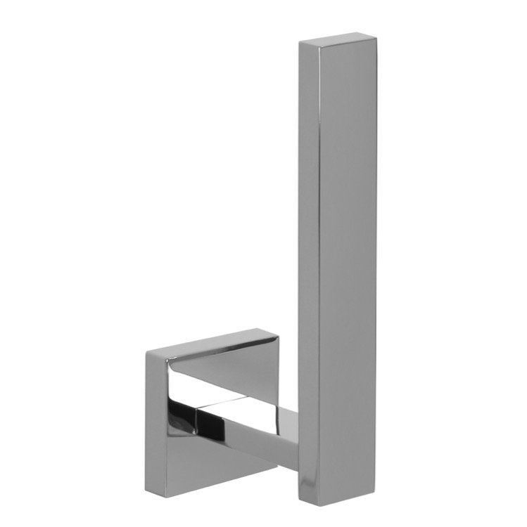 Chrome Vertical Brass Toilet Paper Holder with Square Mount