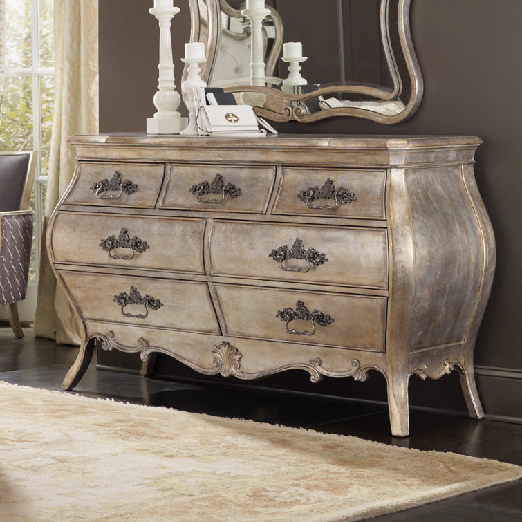 Bardot Silver Leaf Bombay-Inspired 7-Drawer Dresser with Cedar Lining