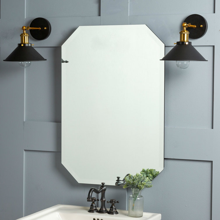 Rectangular Frameless Beveled Glass Wall Mirror