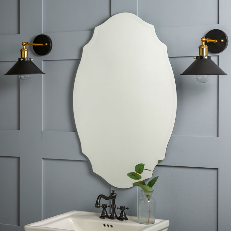 Oval Frameless Beveled Glass Wall Mirror