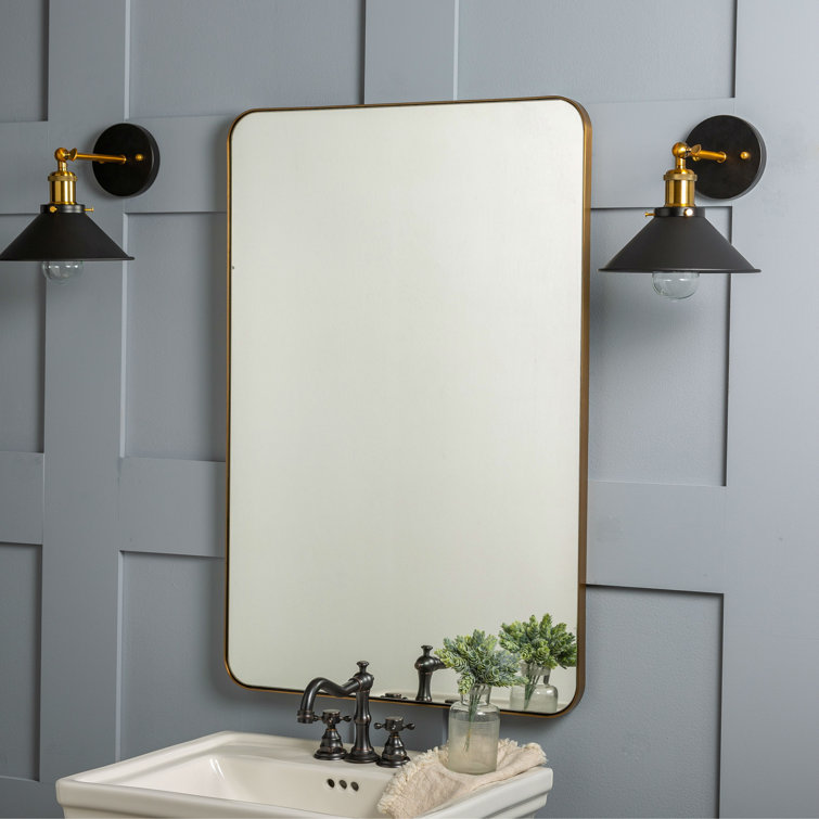 Gold Rectangular Metal Framed Wall Mirror