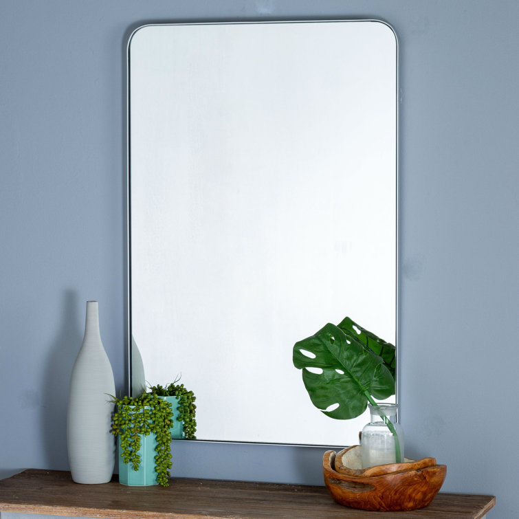 Silver Rectangular Metal Framed Shatterproof Mirror