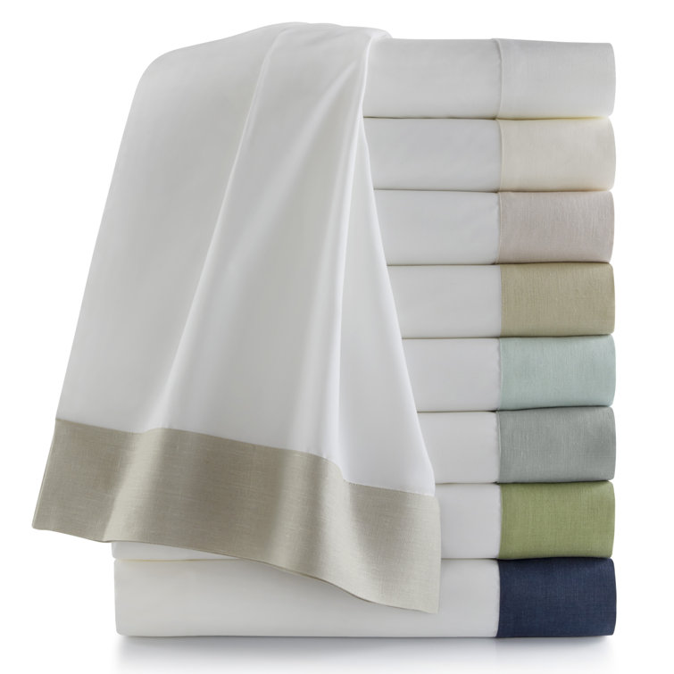 Twin White and Linen Cotton Percale Duvet Cover