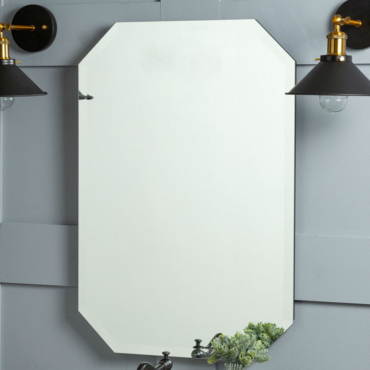 Rectangular Frameless Beveled Glass Wall Mirror