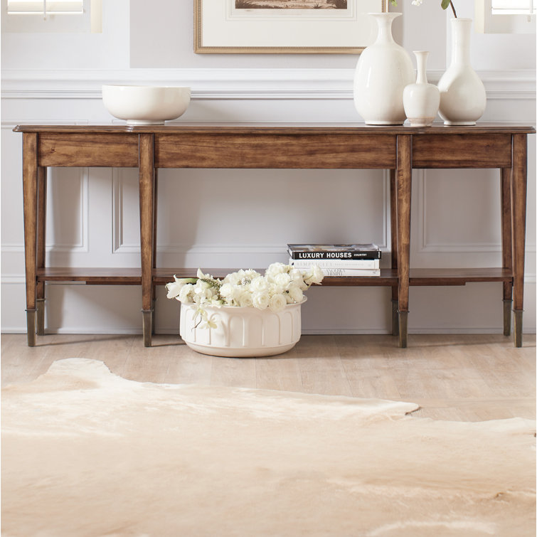 Traditional Brown Solid Wood Rectangular Console Table with Storage
