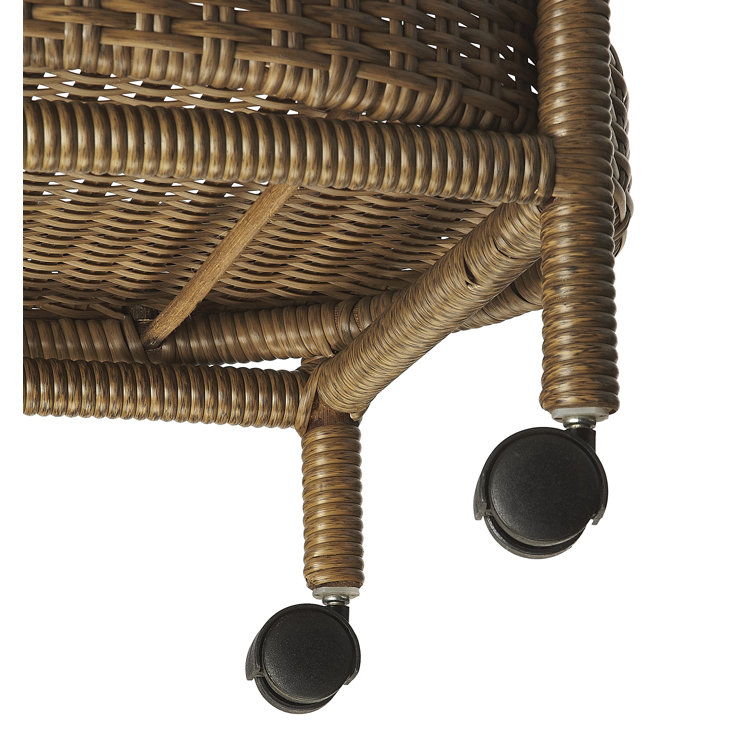 Brown Oval Rattan Bar Cart with Storage