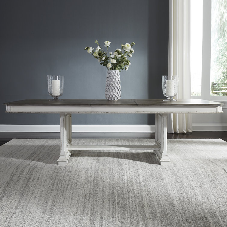 Abbey Park Extendable Brown and White Wood Dining Table