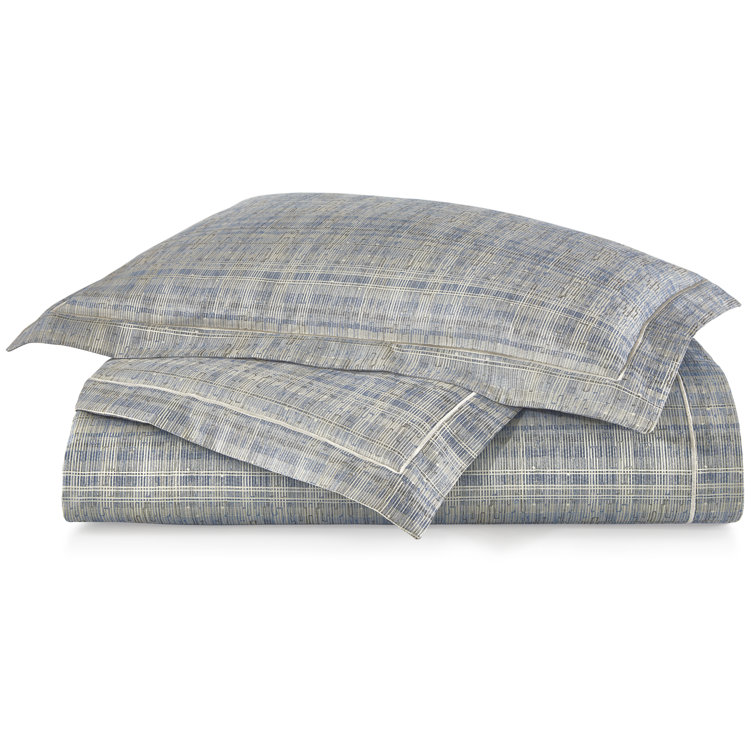 Biagio Jacquard Queen-Size Cotton Duvet Cover in Elegant Blue