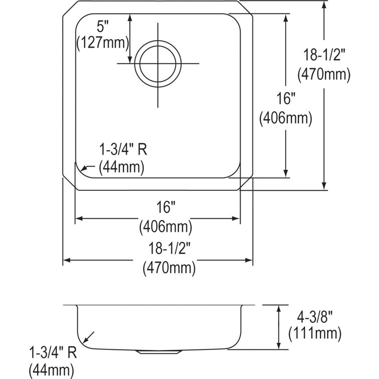 Lustertone 18.5" Stainless Steel Undermount Kitchen Sink