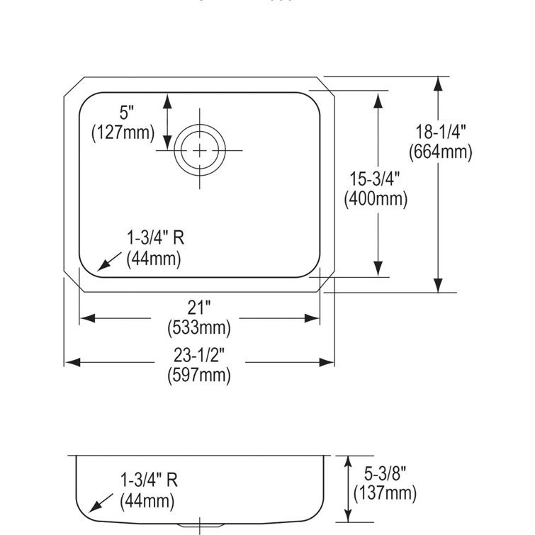 Lustertone 23.5" Stainless Steel Single Bowl Undermount Sink