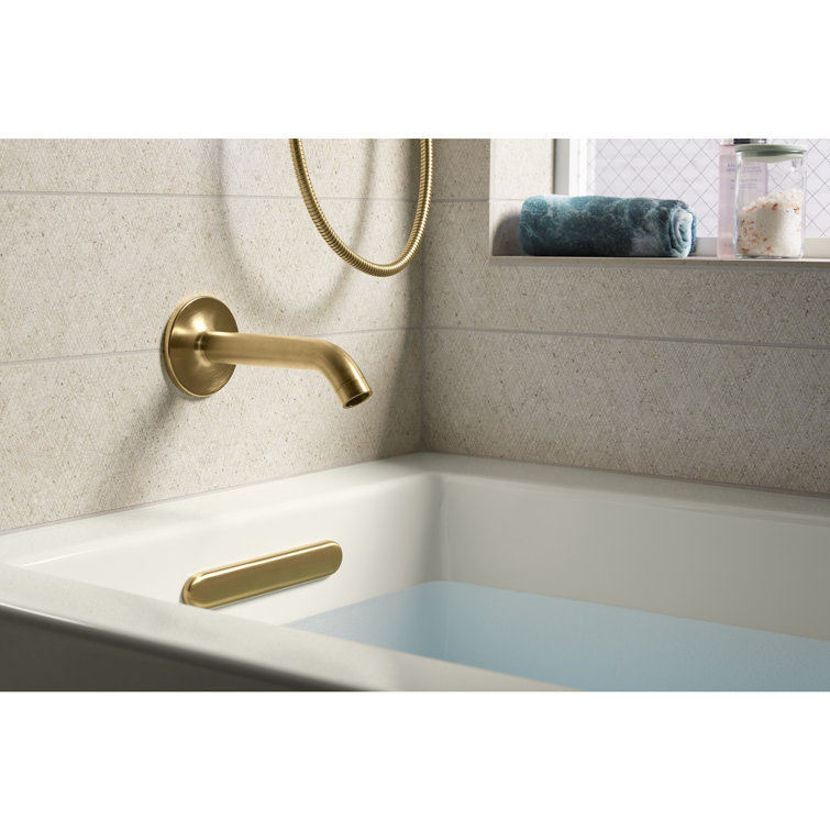 White Acrylic 60" Alcove Soaking Bathtub with Left Drain