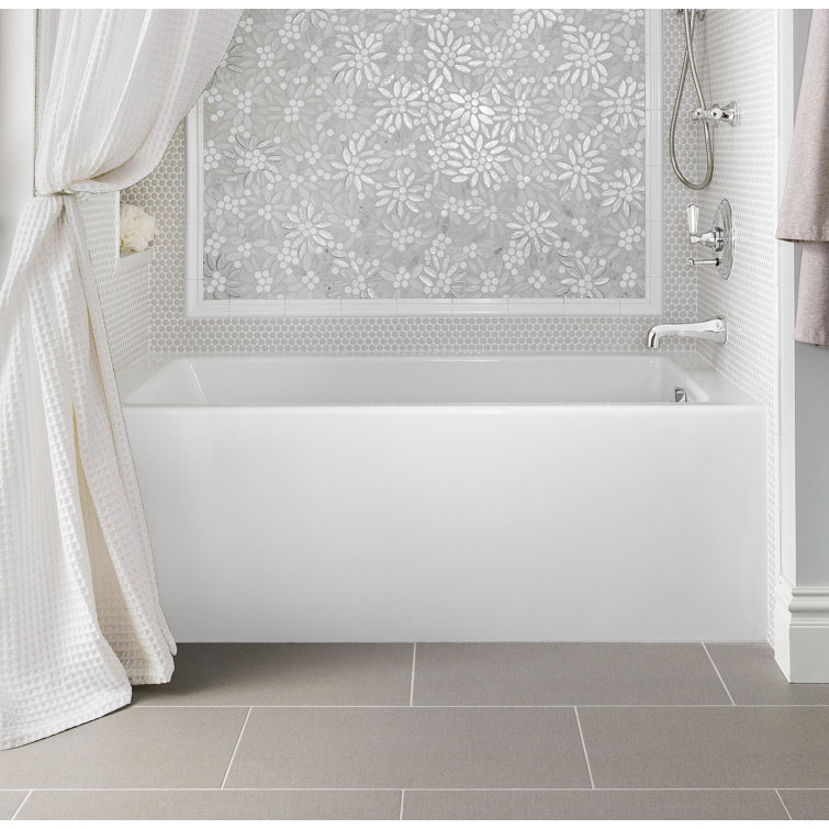 Sydney 72'' White Acrylic Alcove Whirlpool Bathtub with Jets