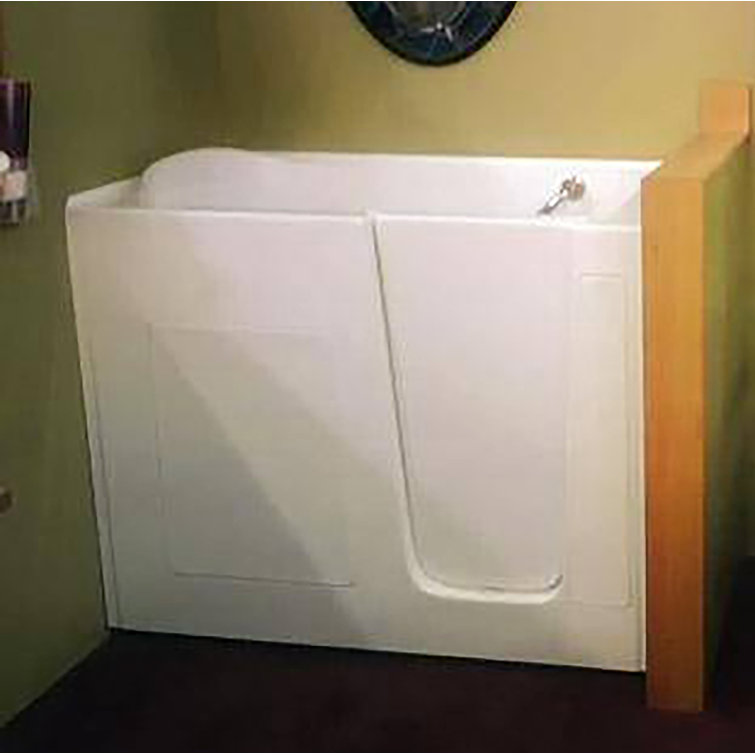 52'' x 30'' White Fiberglass Walk-In Soaking Tub