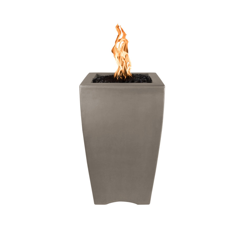 Ash Gray Square Concrete Gas Fire Pit Column