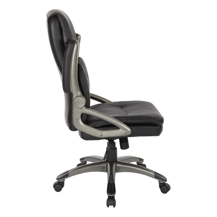 High Back Black Leather Executive Office Chair with Metal Base