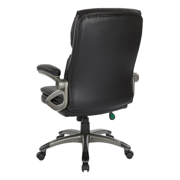 High Back Black Leather Executive Office Chair with Metal Base