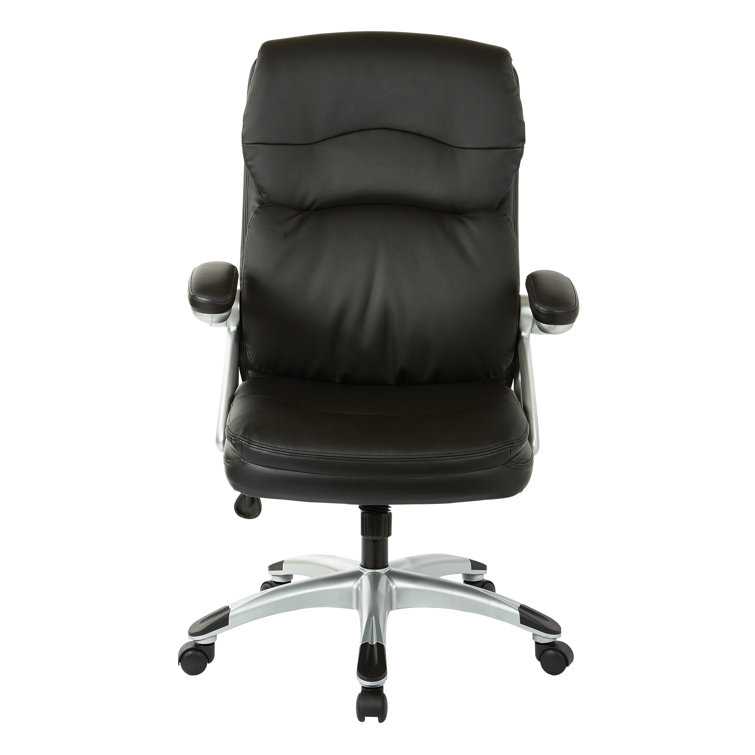 High Back Black Leather Executive Office Chair with Metal Base