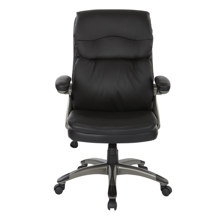 High Back Black Leather Executive Office Chair with Metal Base