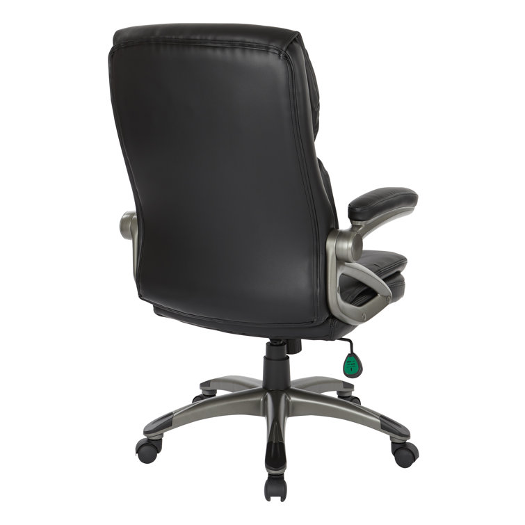 High Back Black Leather Executive Office Chair with Metal Base