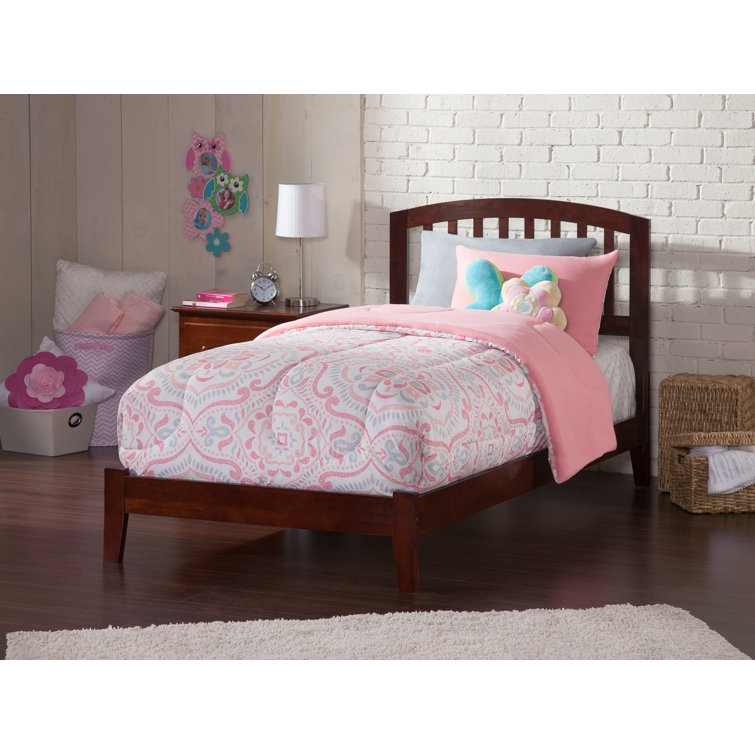 Walnut Twin Mission Wood Bed Frame with Headboard