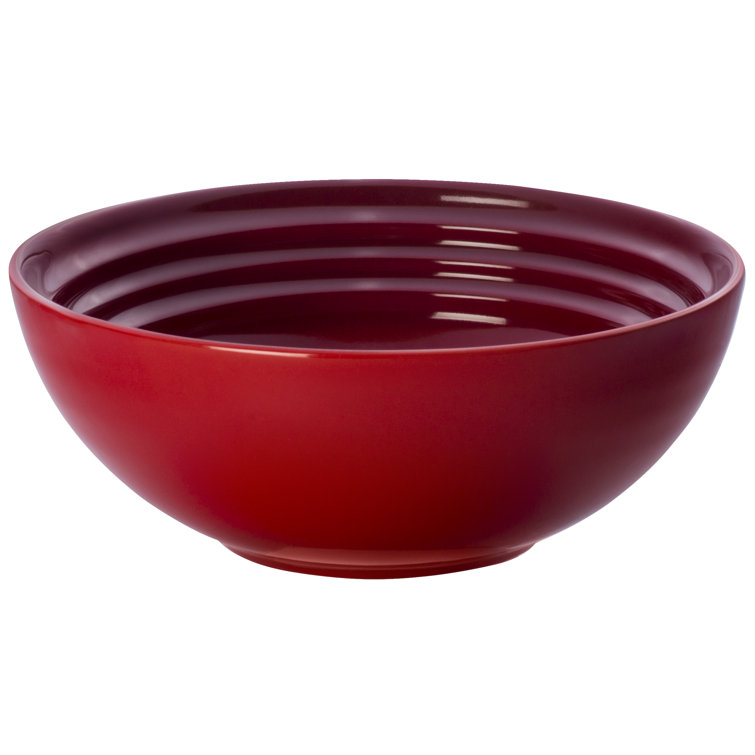 Cerise Red 8.5" Ceramic Soup and Salad Bowls, Set of 4