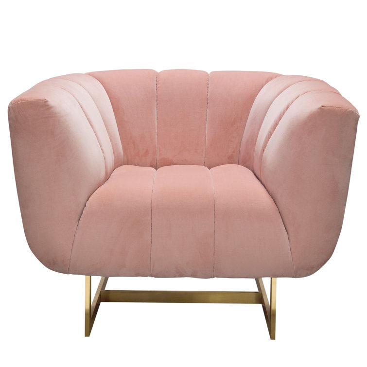 Blush Pink Velvet Barrel Armchair with Gold Legs
