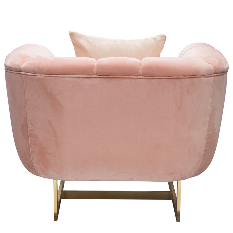 Blush Pink Velvet Barrel Armchair with Gold Legs