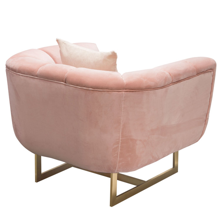 Blush Pink Velvet Barrel Armchair with Gold Legs