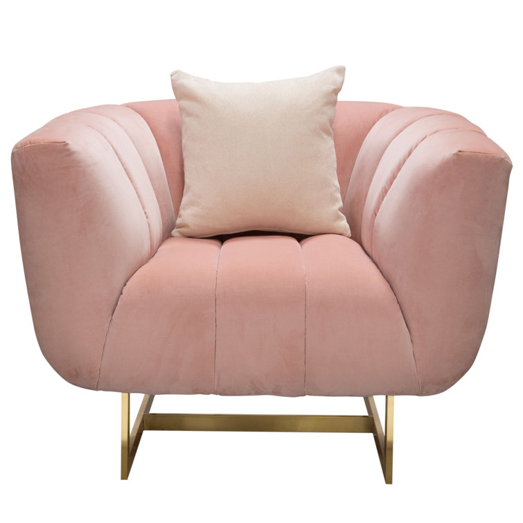 Blush Pink Velvet Barrel Armchair with Gold Legs