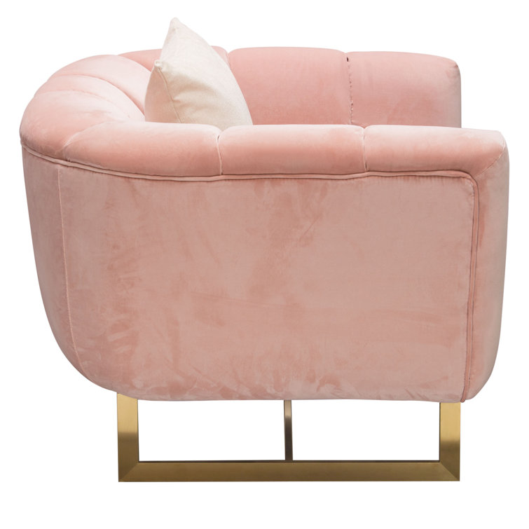 Blush Pink Velvet Barrel Armchair with Gold Legs