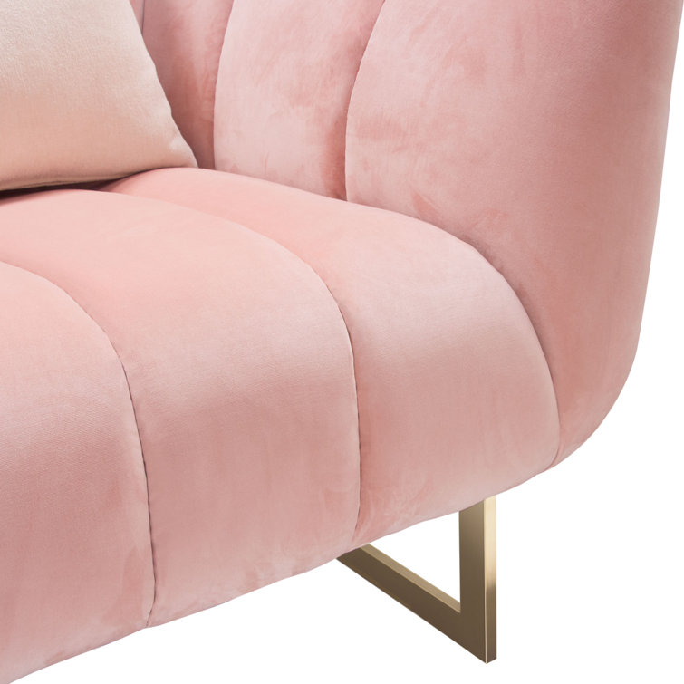 Blush Pink Velvet Barrel Armchair with Gold Legs