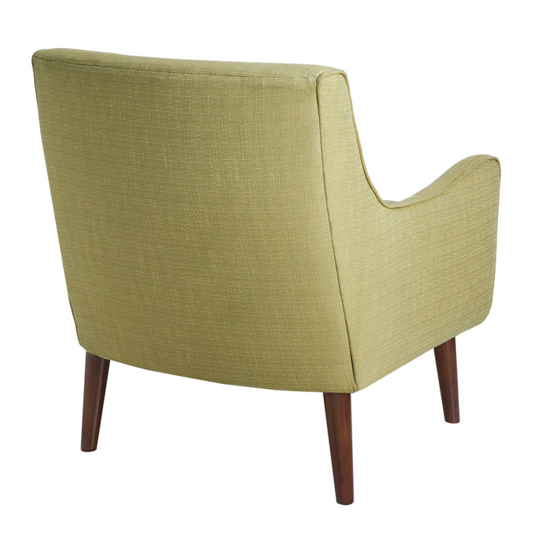 Mid-Century Modern Green Upholstered Accent Chair with Wood Legs