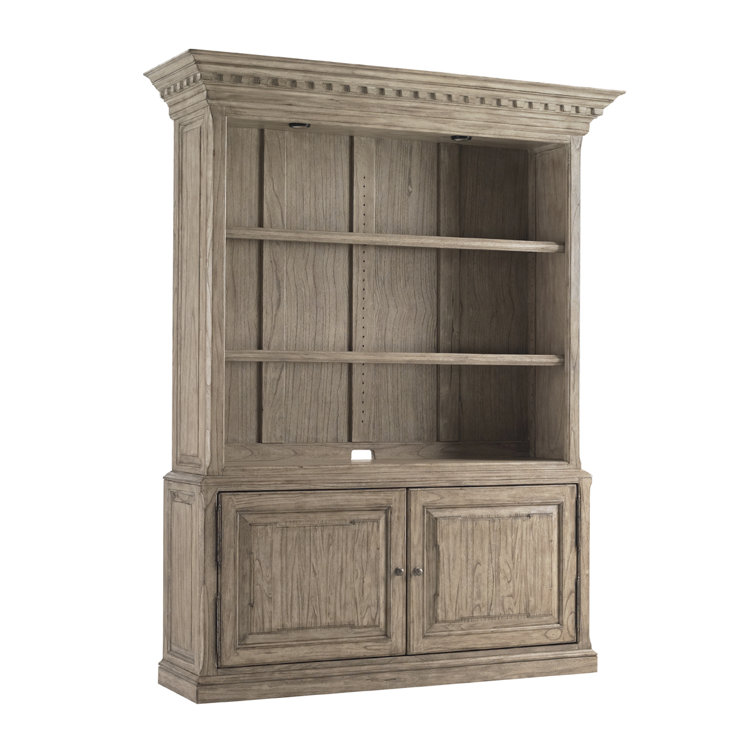 Transitional Barton Creek Adjustable Gray Beige Bookcase with Doors