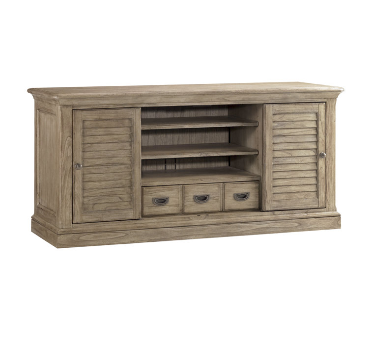 Beige Transitional Media Console with Cabinet and Drawer