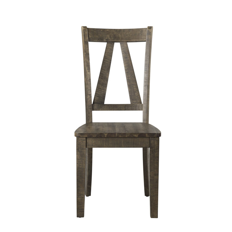 Ash Wood Distressed Slat Back Side Chair Set of 2