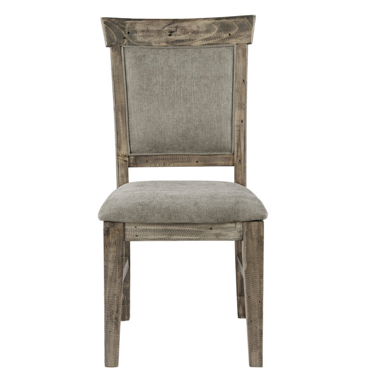 Gray Upholstered Solid Wood Dining Side Chair Set