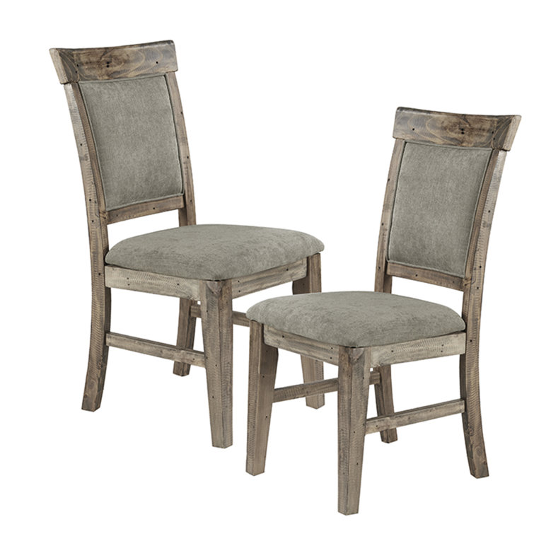Gray Upholstered Solid Wood Dining Side Chair Set