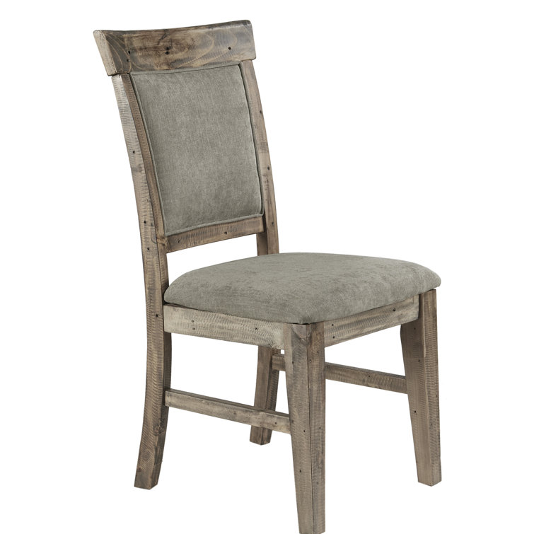 Gray Upholstered Solid Wood Dining Side Chair Set