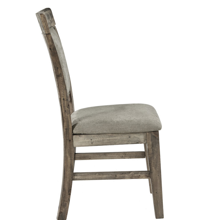 Gray Upholstered Solid Wood Dining Side Chair Set