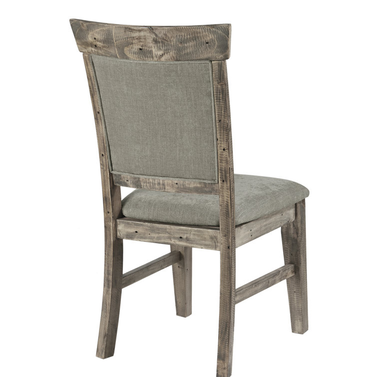 Gray Upholstered Solid Wood Dining Side Chair Set