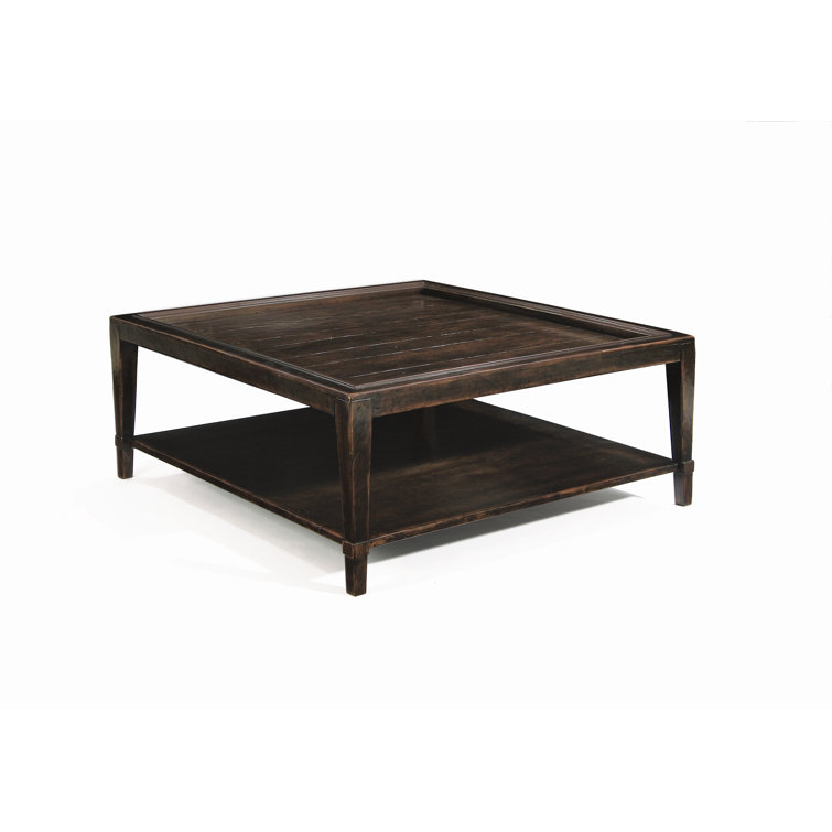 Vintage Brown Mahogany Square Coffee Table with Storage