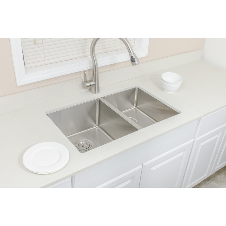 30'' Matte Stainless Steel Undermount Double Bowl Kitchen Sink