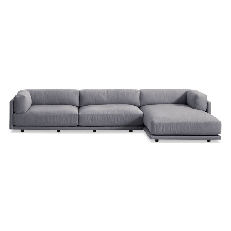 Sanford Black Fabric L-Shaped Sofa with Chaise