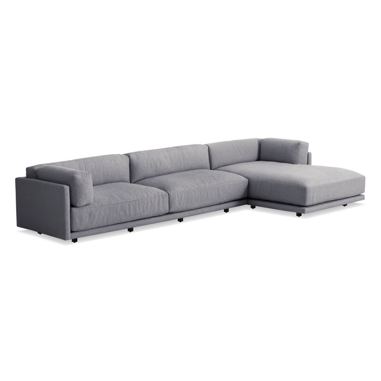 Sanford Black Fabric L-Shaped Sofa with Chaise
