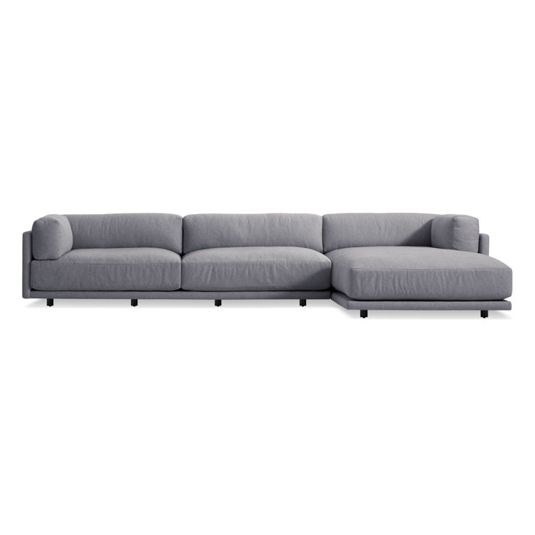 Sanford Black Fabric L-Shaped Sofa with Chaise