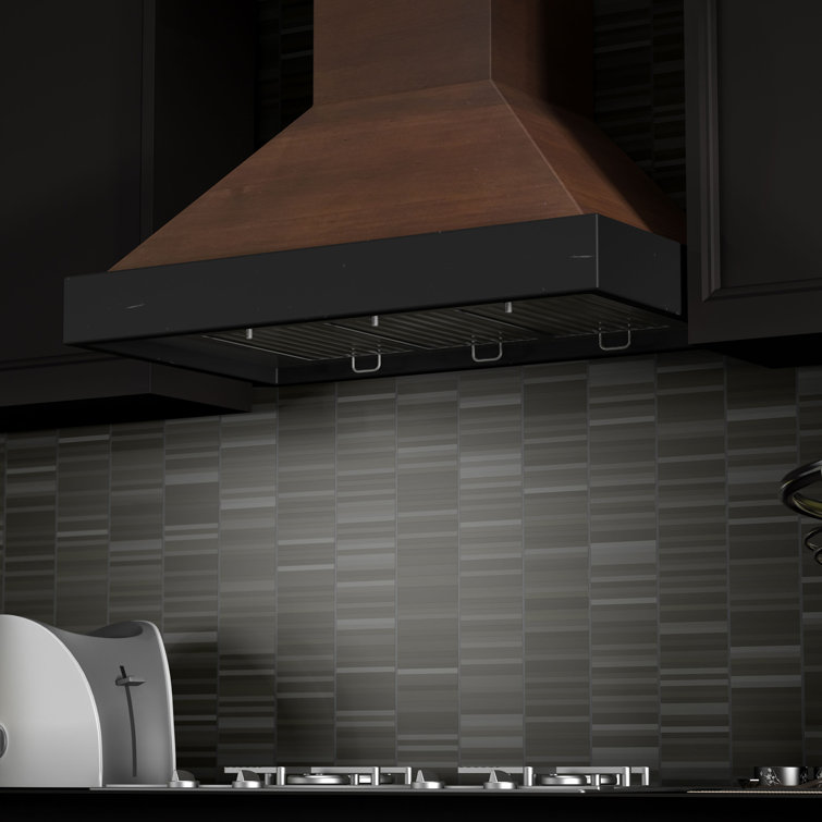 30" Walnut and Black Convertible Wall Mount Range Hood