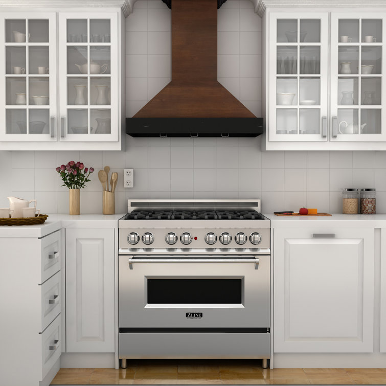 30" Walnut and Black Convertible Wall Mount Range Hood