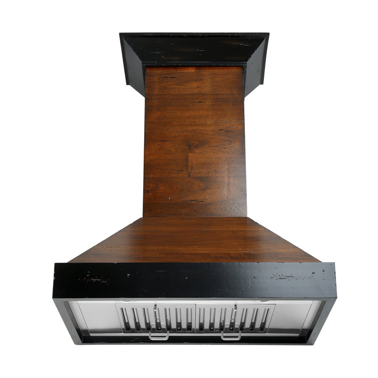 30" Walnut and Black Convertible Wall Mount Range Hood